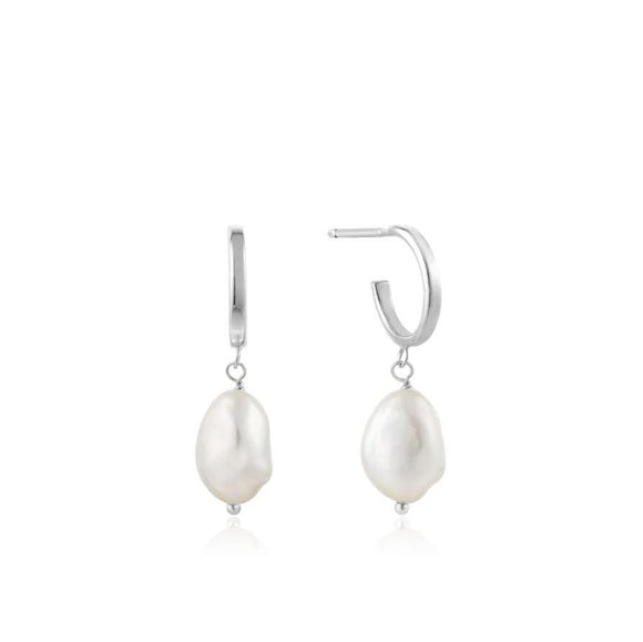 Ania Haie Ohrstecker Pearl of Wisdom, Pearl Mini Hoop Silber