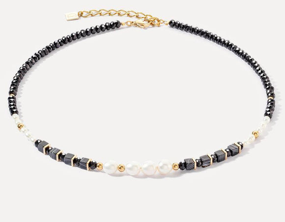 Coeur de Lion Collier Pearls &  Onyx gold