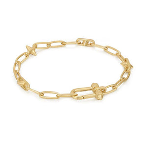 Ania Haie Armband 14 kt. Gold Stud Link Charm Silber vg